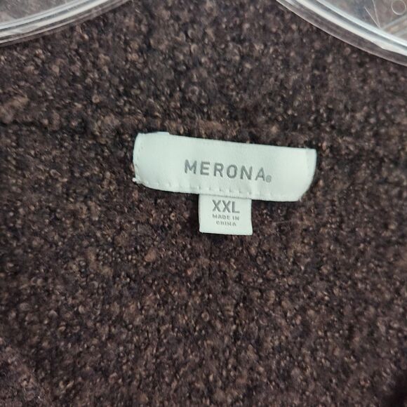 Merona Wool-Blend Pullover Sweater Women's XXL Brown V-Neck Long Sleeves - Picture 7 of 10